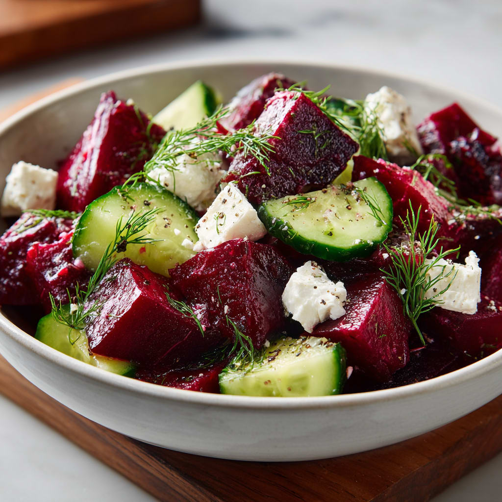 Beet Salad with Feta, Cucumbers, and Dill