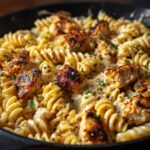 Cheesy Cajun Garlic Chicken Rotini Skillet Recipe