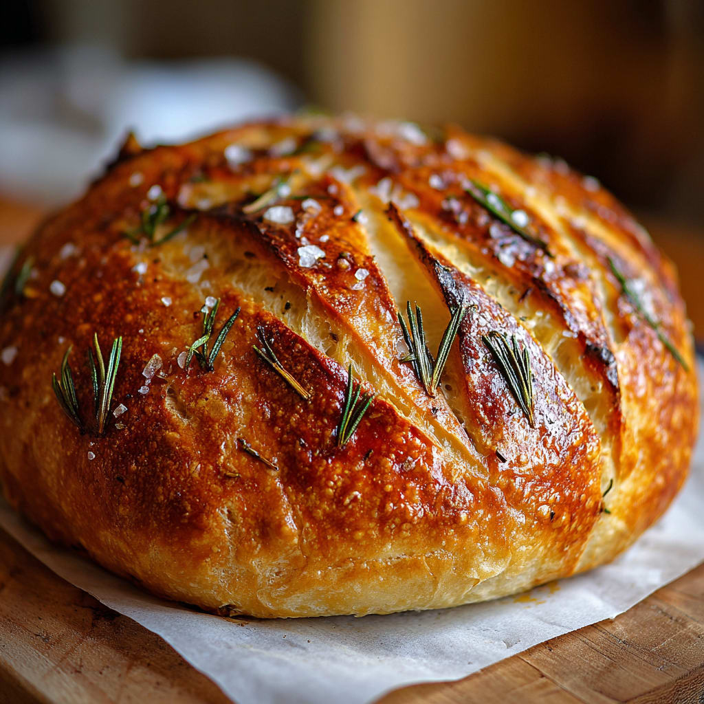 Easy Roasted Garlic Rosemary Artisan Bread