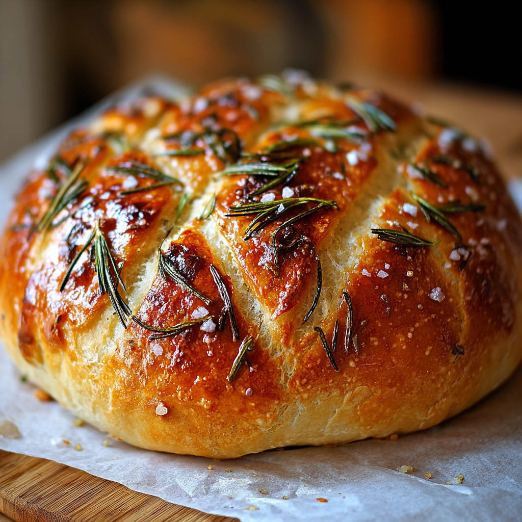 Easy Roasted Garlic Rosemary Artisan Bread