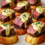 Grilled Beef Tenderloin Crostini with Béarnaise Sauce