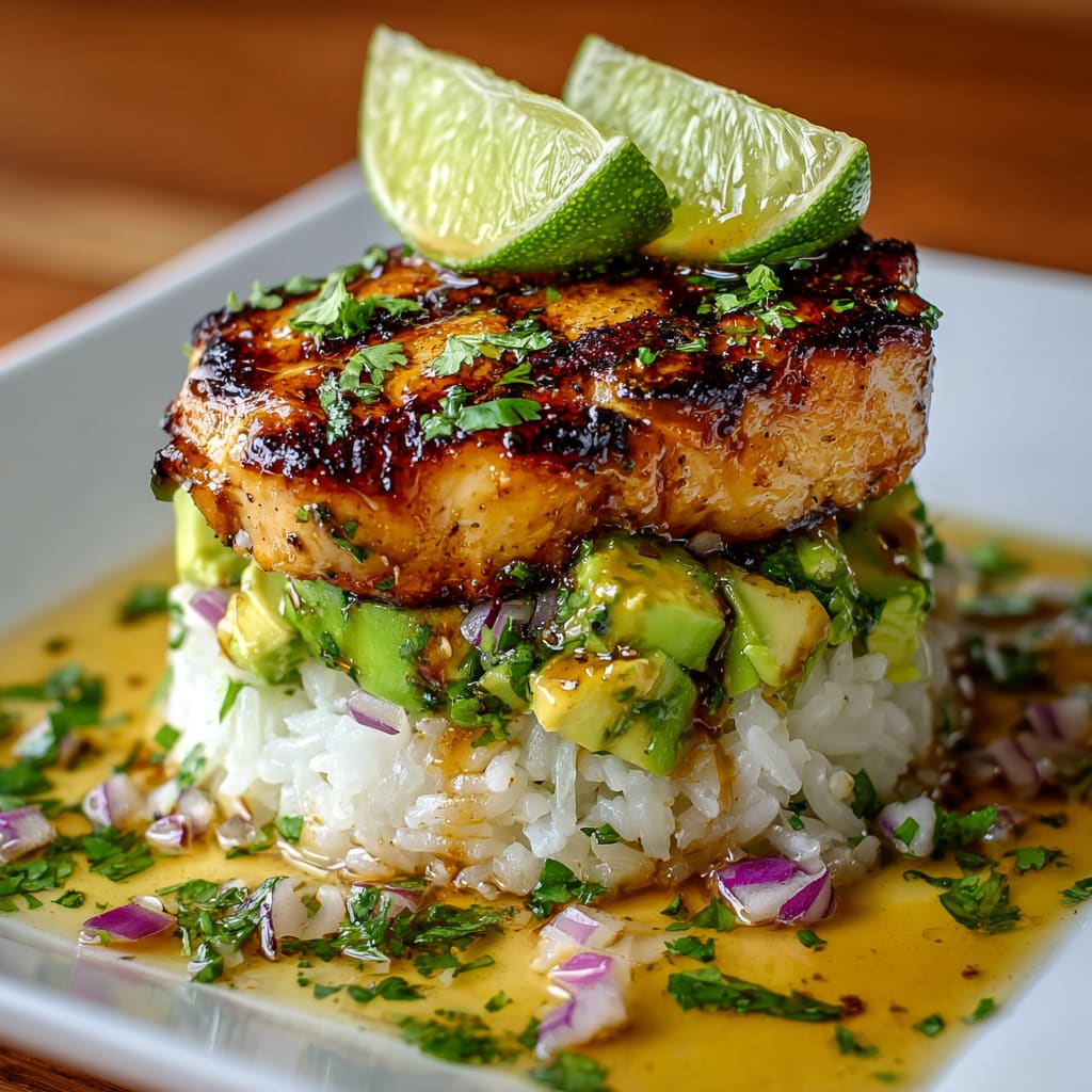 Honey Lime Chicken & Avocado Rice Stack