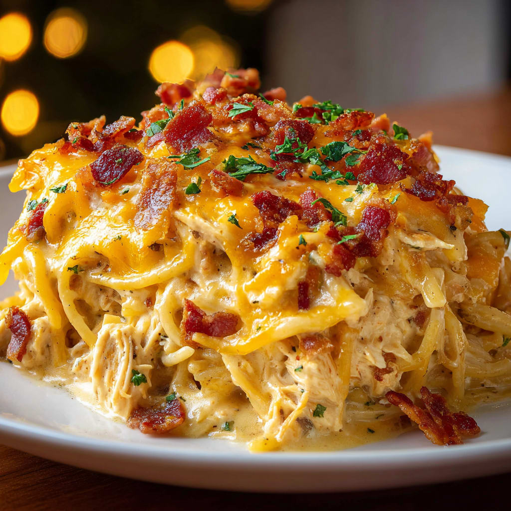 Irresistible Spicy Southern Cheesy Chicken Spaghetti Casserole