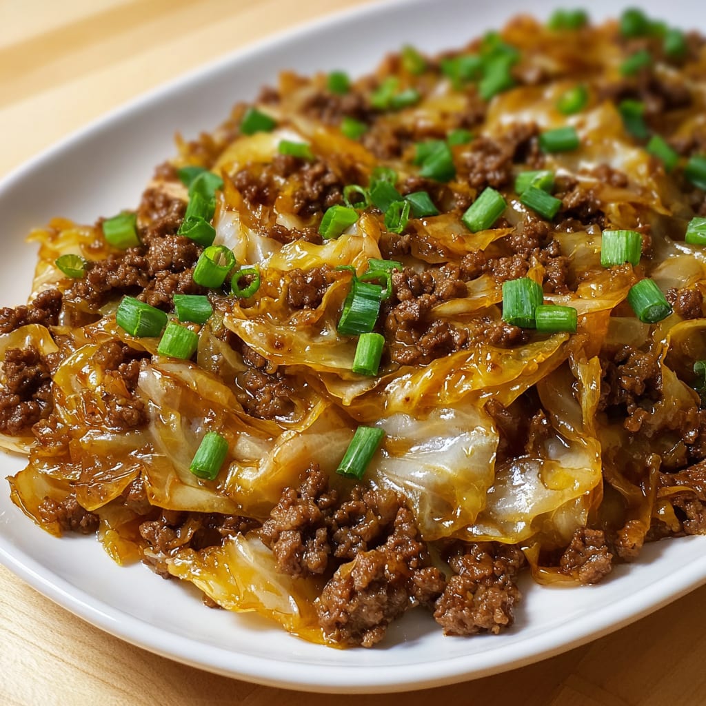 Mongolian Ground Beef and Cabbage