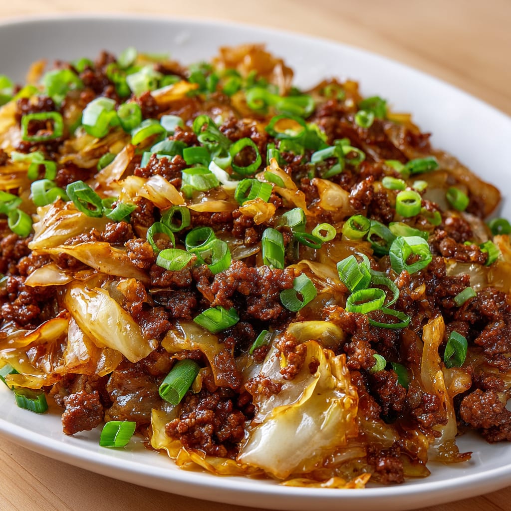 Mongolian Ground Beef and Cabbage