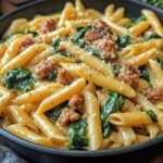 One-Pan Creamy Penne with Spinach and Italian Sausage