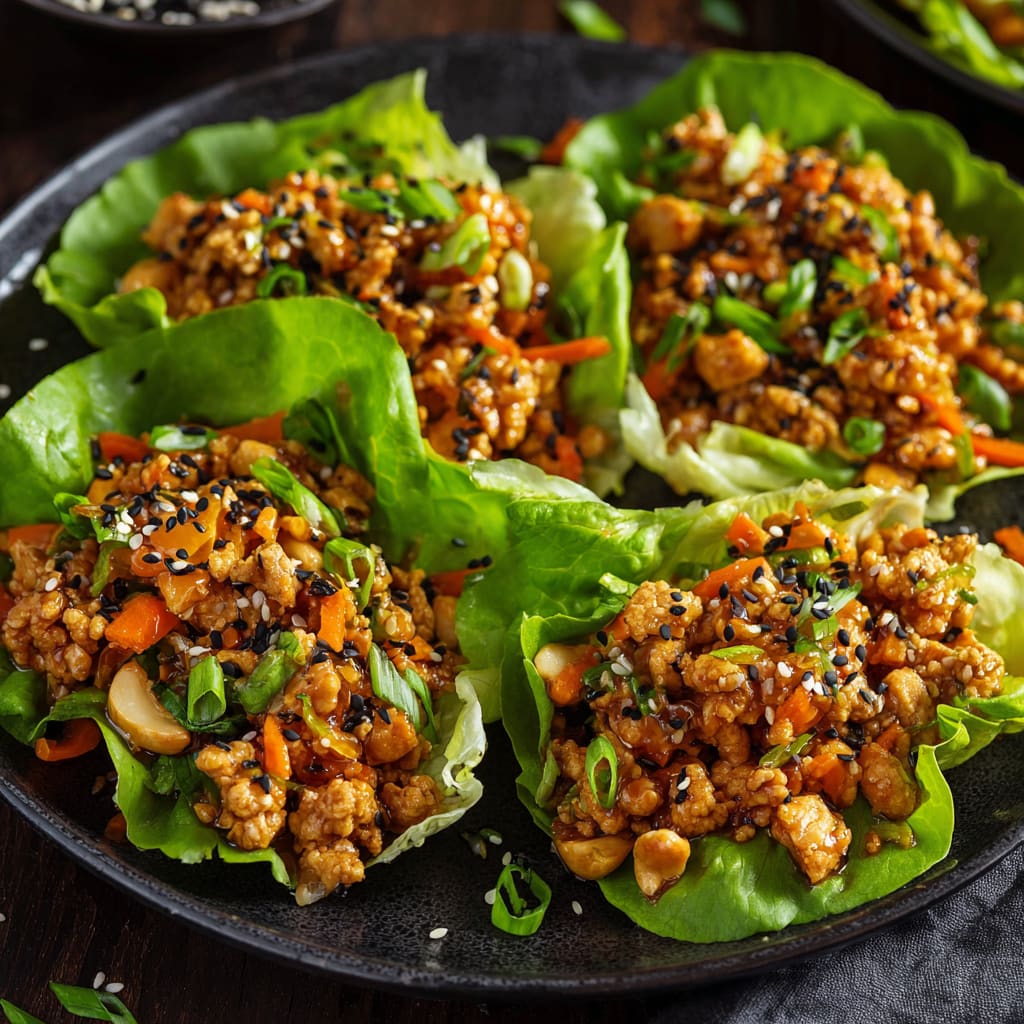 Savory Chicken Lettuce Wraps with Thai Chili Sauce