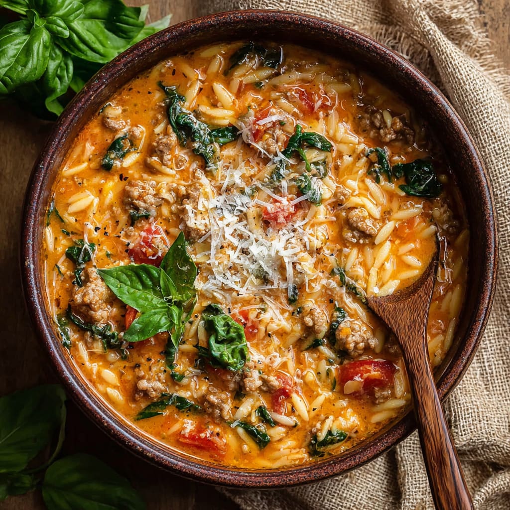 Savory Sausage Orzo Soup Delight