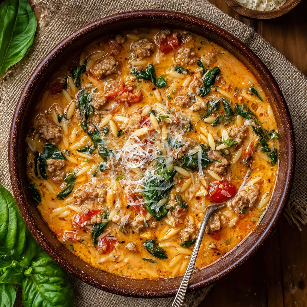 Savory Sausage Orzo Soup Delight