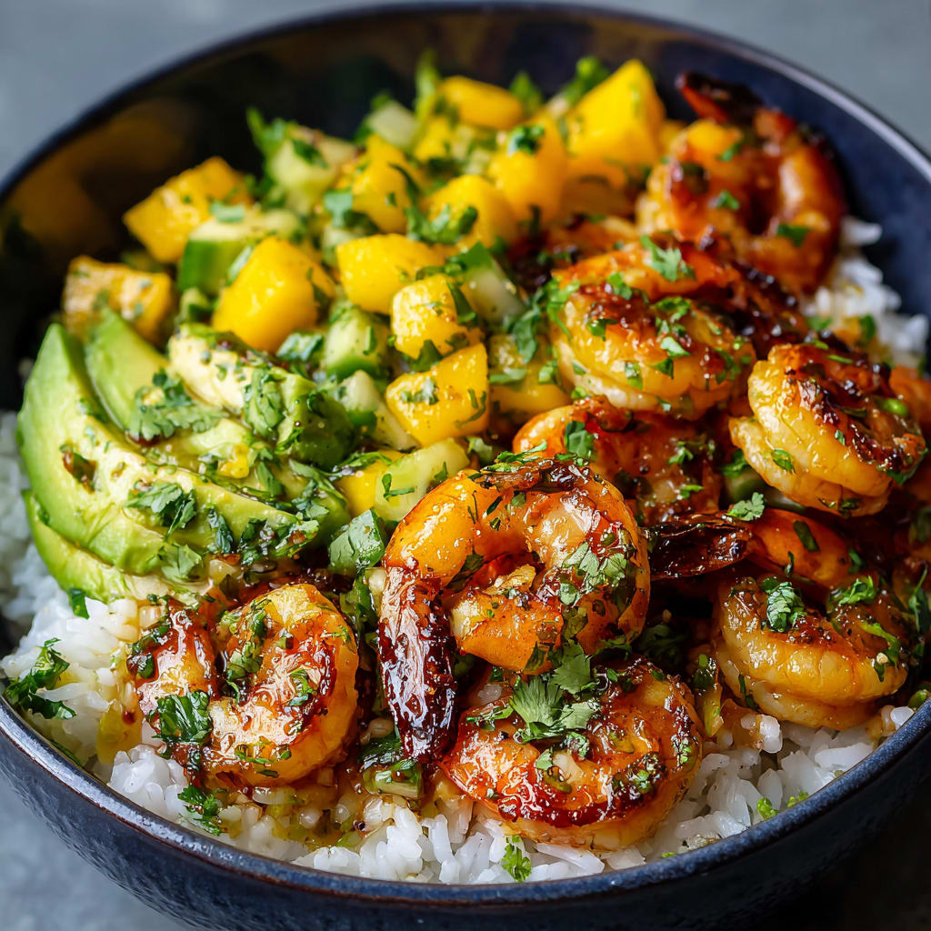 Shrimp Avocado Mango Bowls