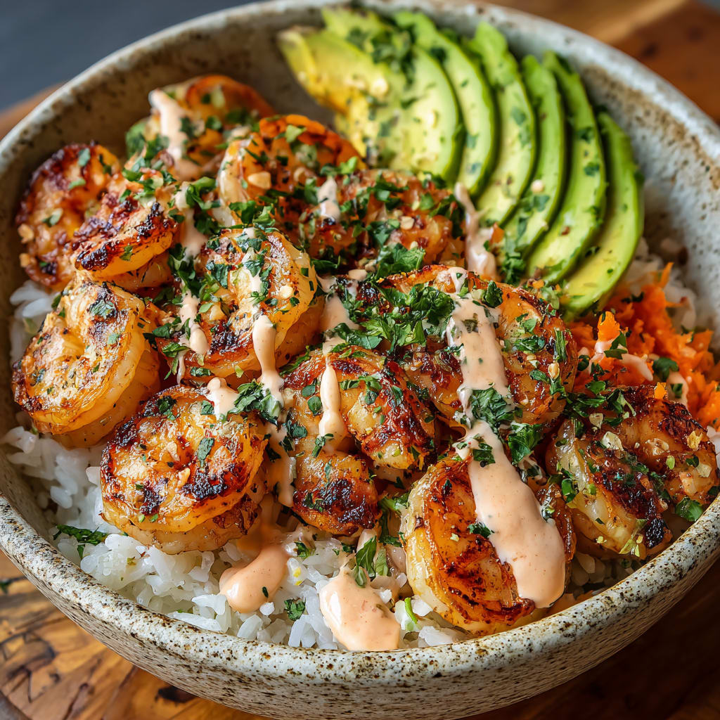 Shrimp Rice Bowls with Spicy Mayo