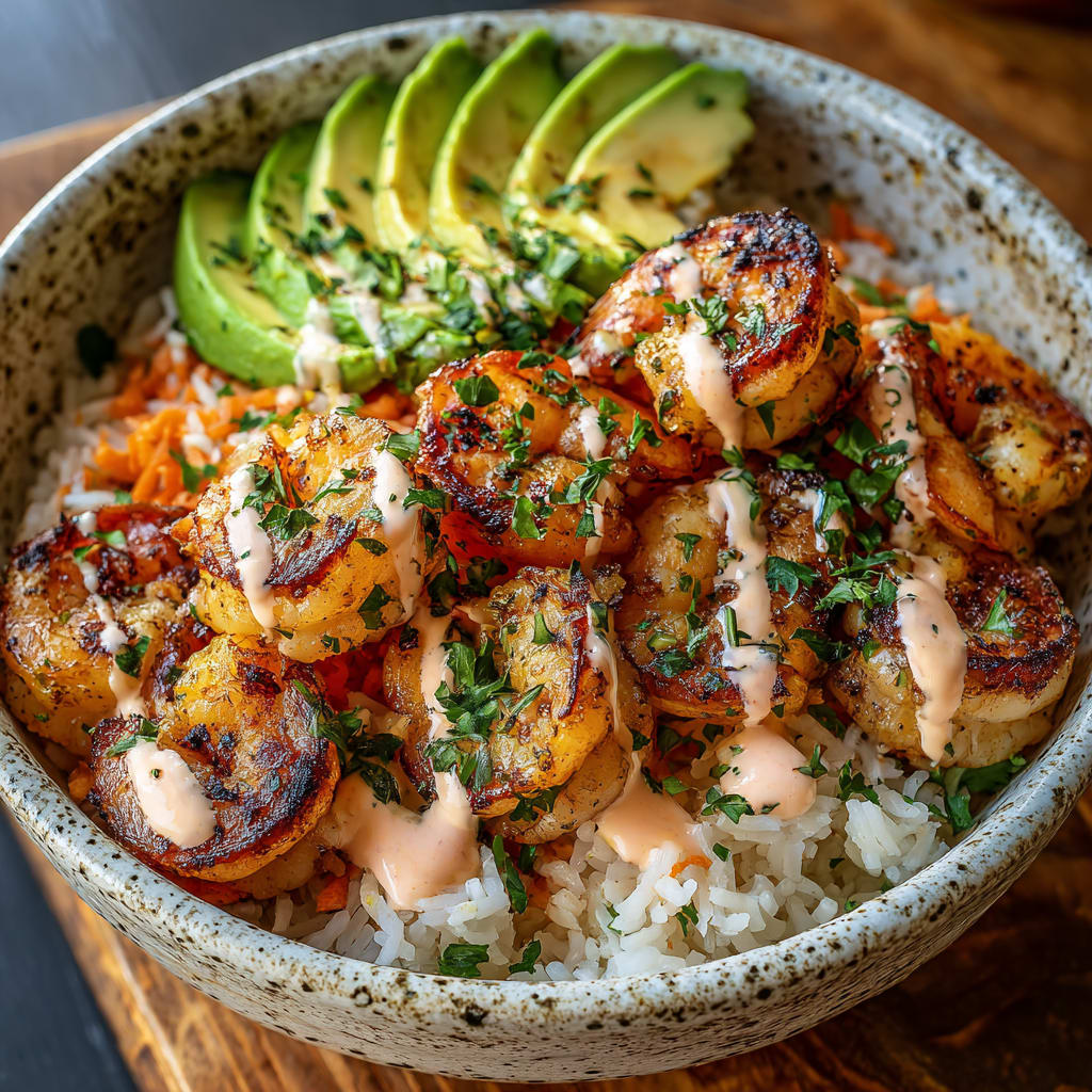 Shrimp Rice Bowls with Spicy Mayo