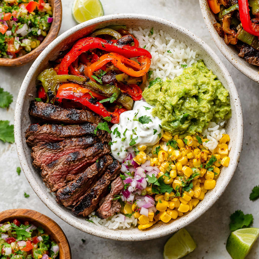 Steak Fajita Bowl + Corn Salsa