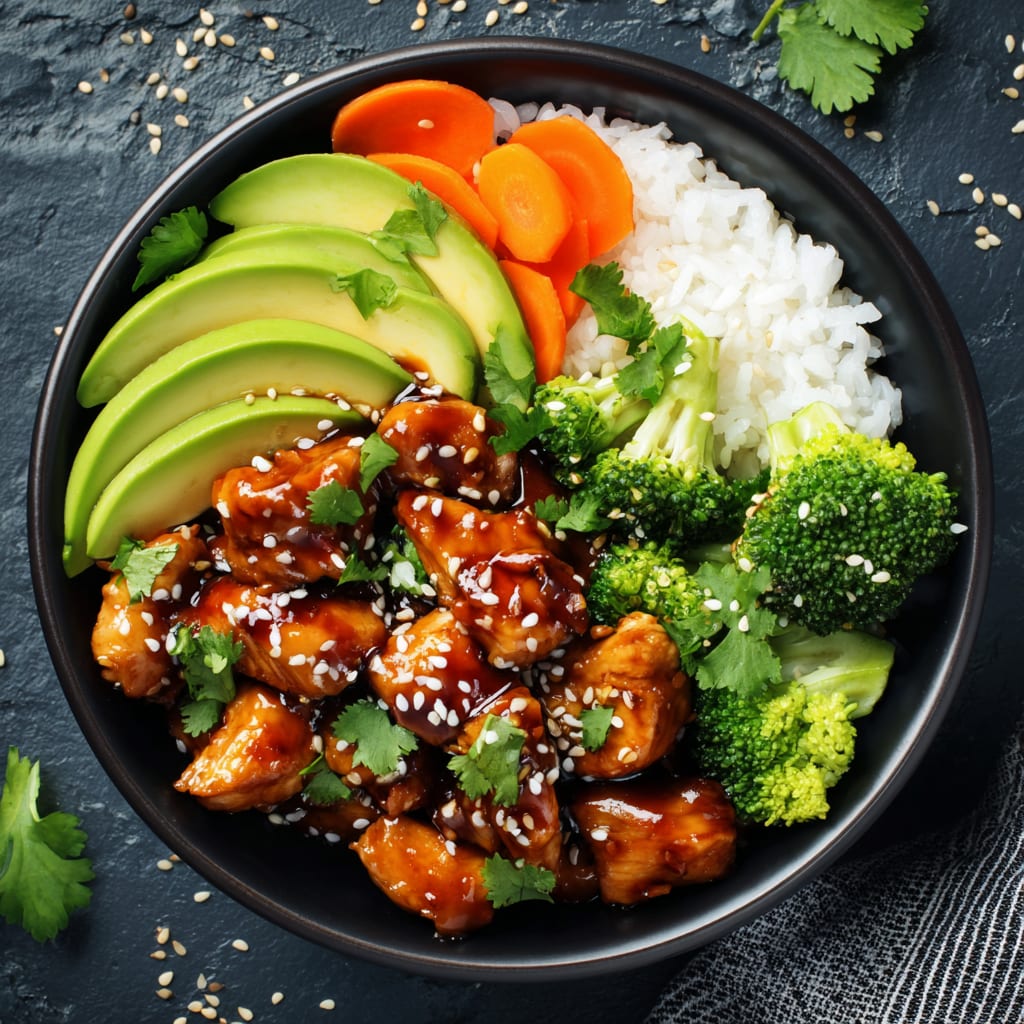 Sticky Chicken Rice Bowls Recipe