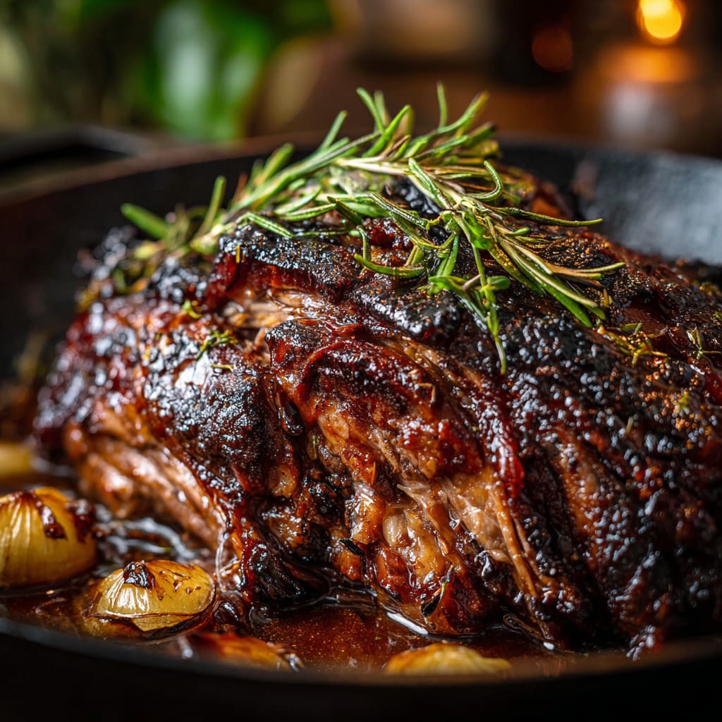 Tender Slow-Roasted Lamb Shoulder Glazed