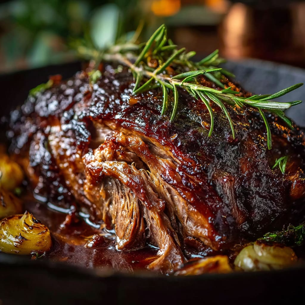 Tender Slow-Roasted Lamb Shoulder Glazed