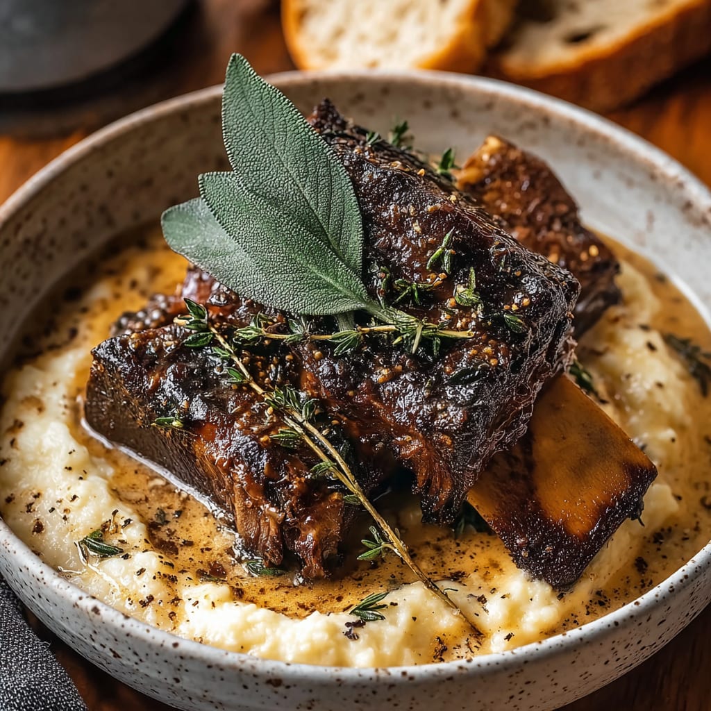 Braised Short Ribs in Creamy Herb Sauce