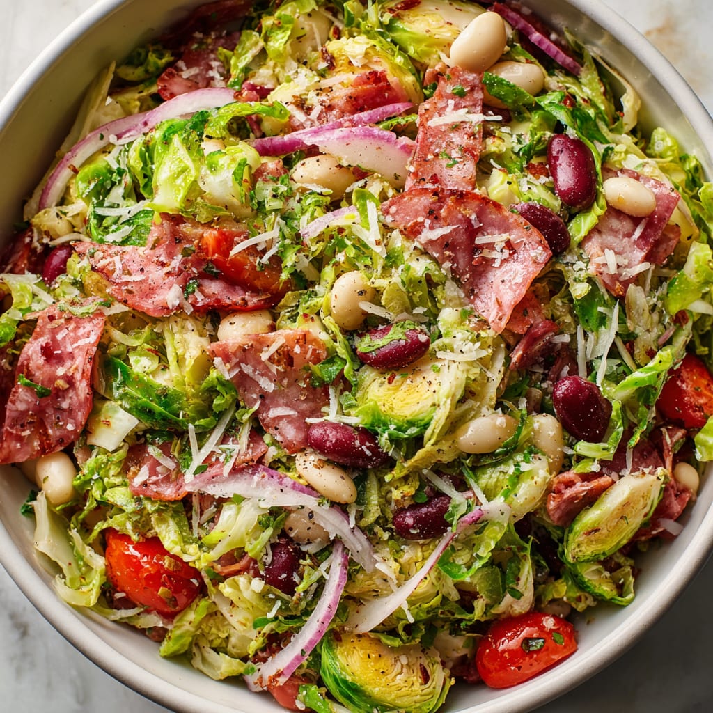 Italian Chopped Brussels Sprouts Salad