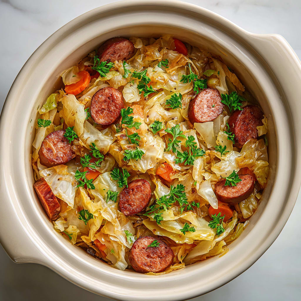 Slow Cooker Cabbage &amp; Sausage